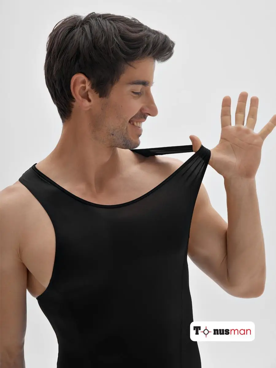 Боди майка для мужчин корректирующее черный
