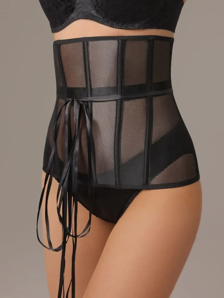 Корсет вечерний на шнуровке утягивающий черный