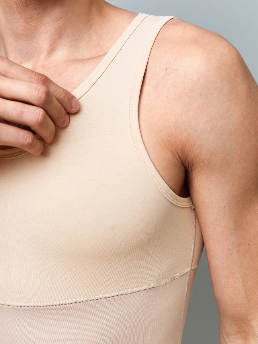 Майка утягивающая мужская компрессионная спортивная бежевый