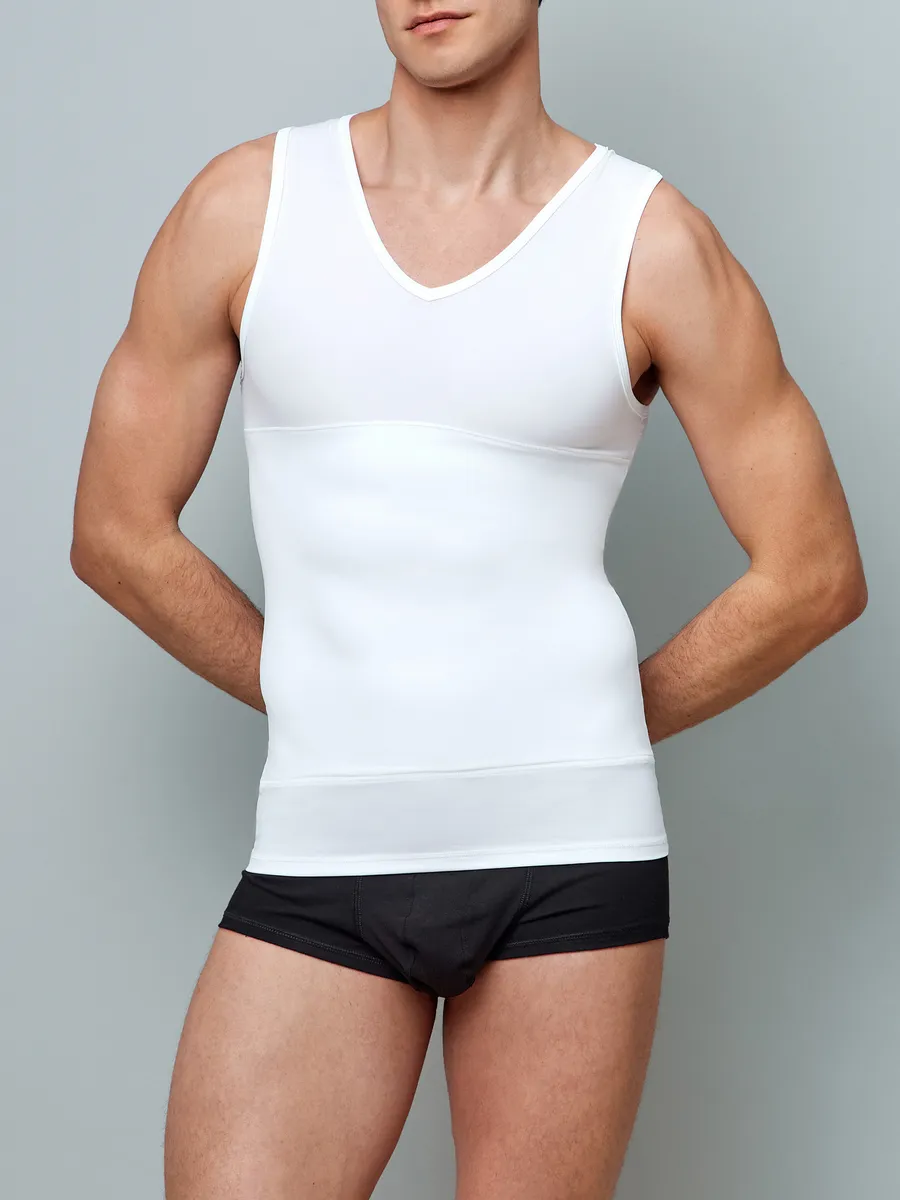 Майка мужская утягивающая спортивная больших размеров белый