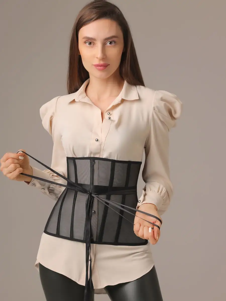 Корсет вечерний на шнуровке утягивающий черный