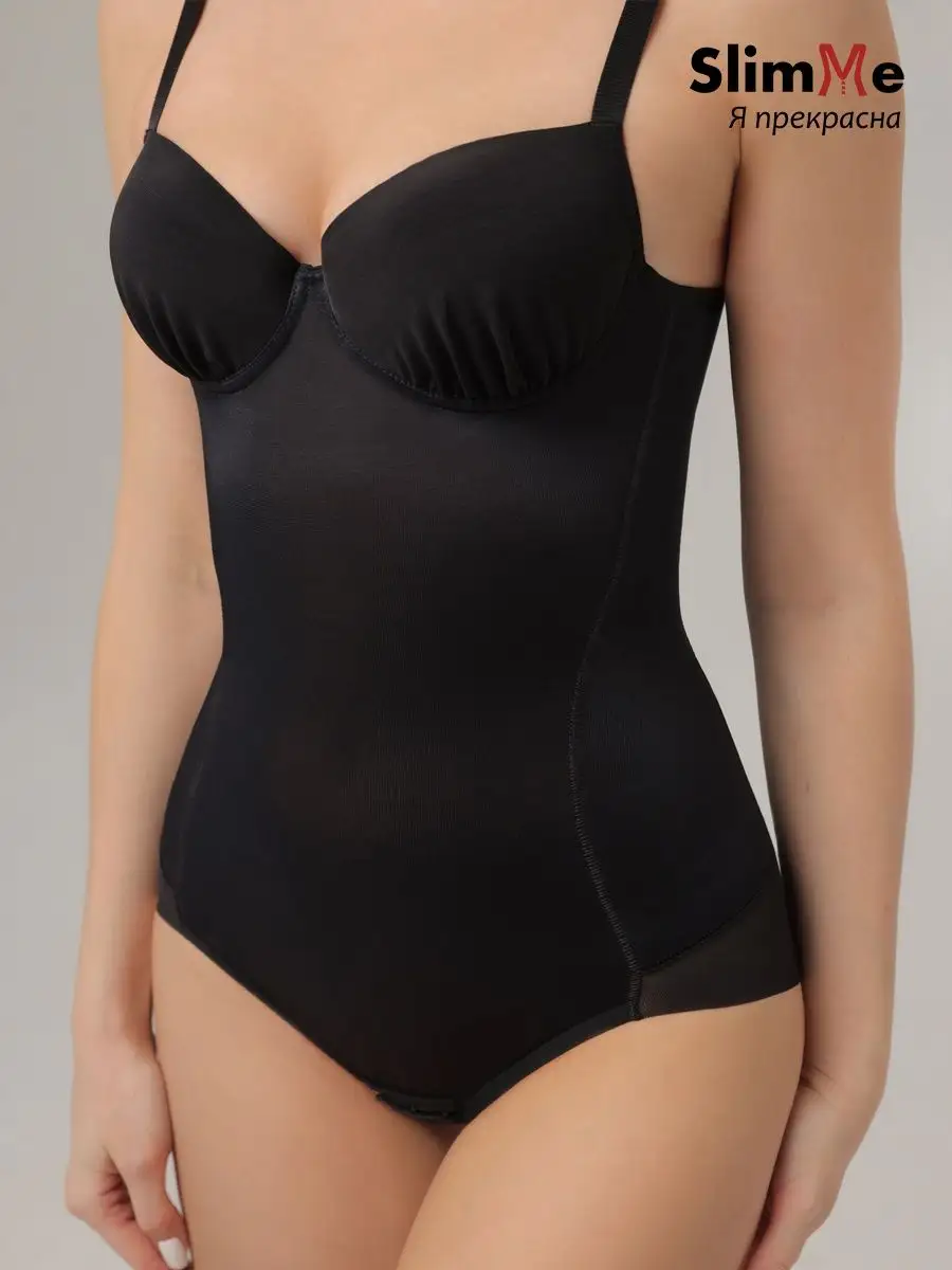 Боди утягивающее корректирующее для женщин с чашками черный