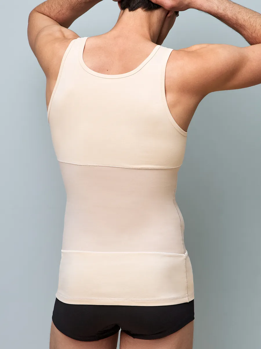 Майка утягивающая мужская компрессионная спортивная бежевый