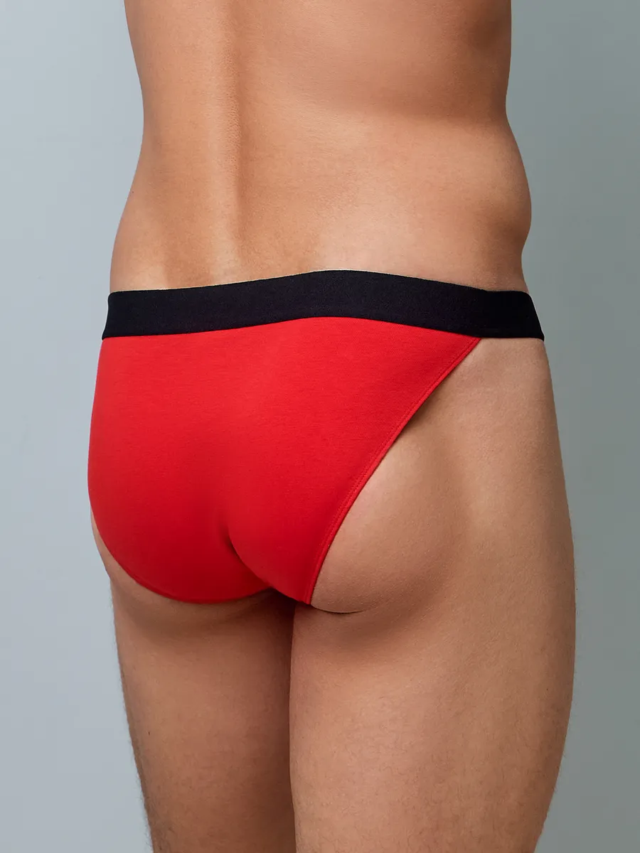 Трусы мужские слипы плавки хлопок красный/черный