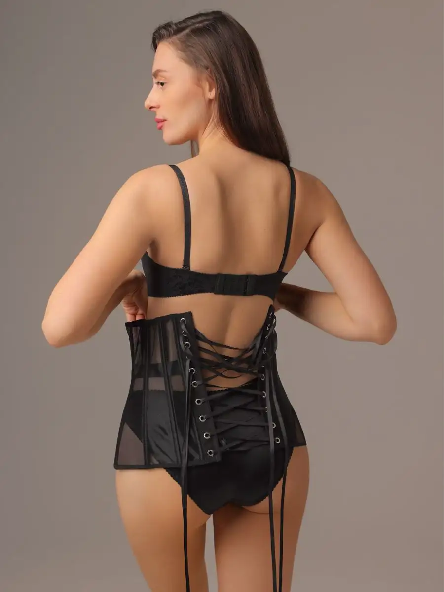 Корсет вечерний на шнуровке утягивающий черный