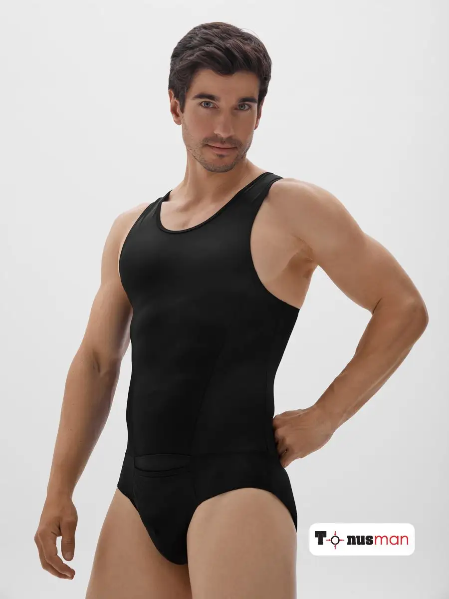 Боди майка для мужчин корректирующее черный