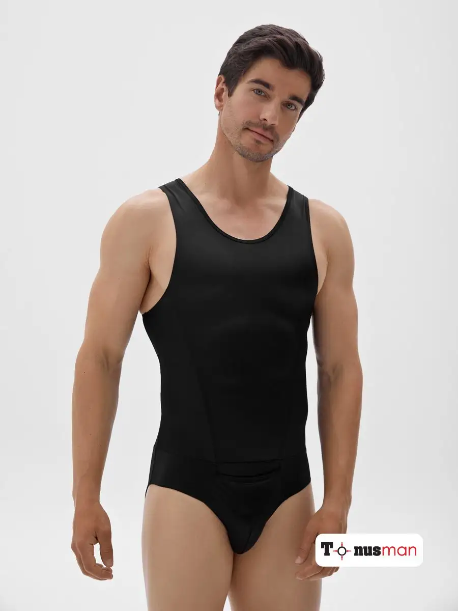 Боди майка для мужчин корректирующее черный