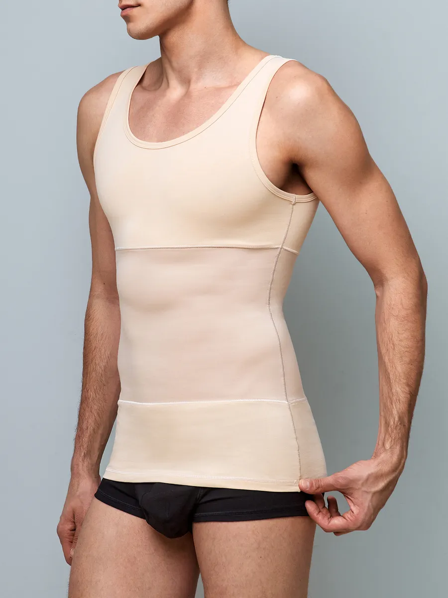 Майка утягивающая мужская компрессионная спортивная бежевый