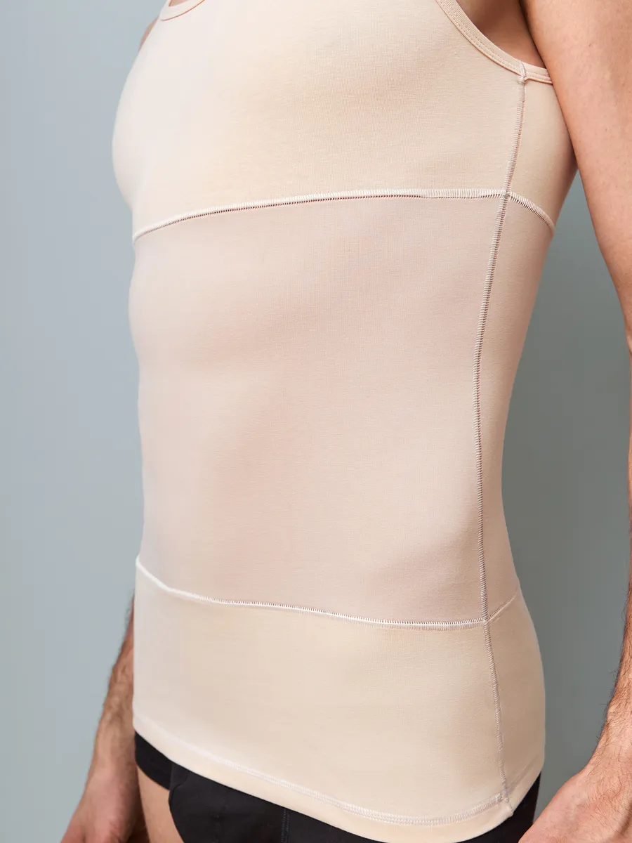 Майка утягивающая мужская компрессионная спортивная бежевый