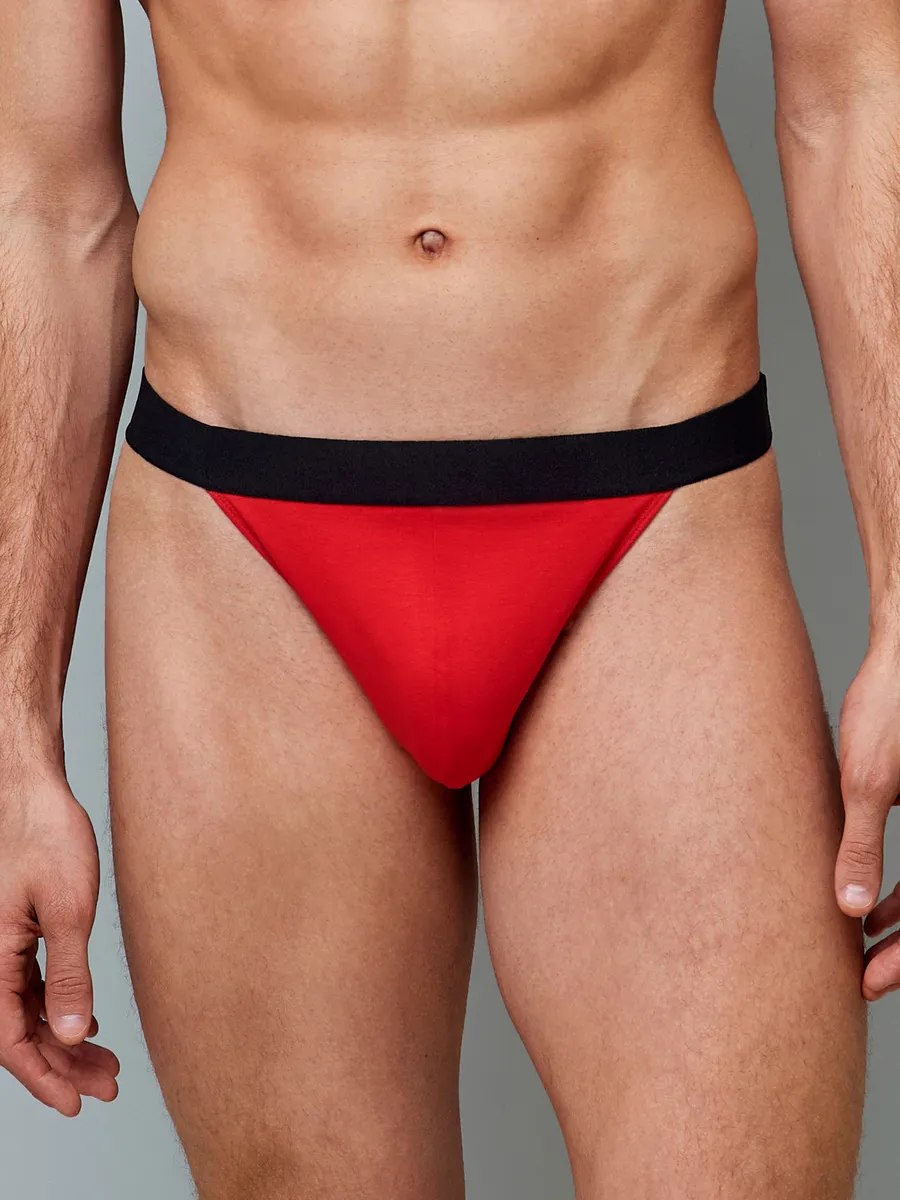 Трусы мужские слипы плавки хлопок красный/черный