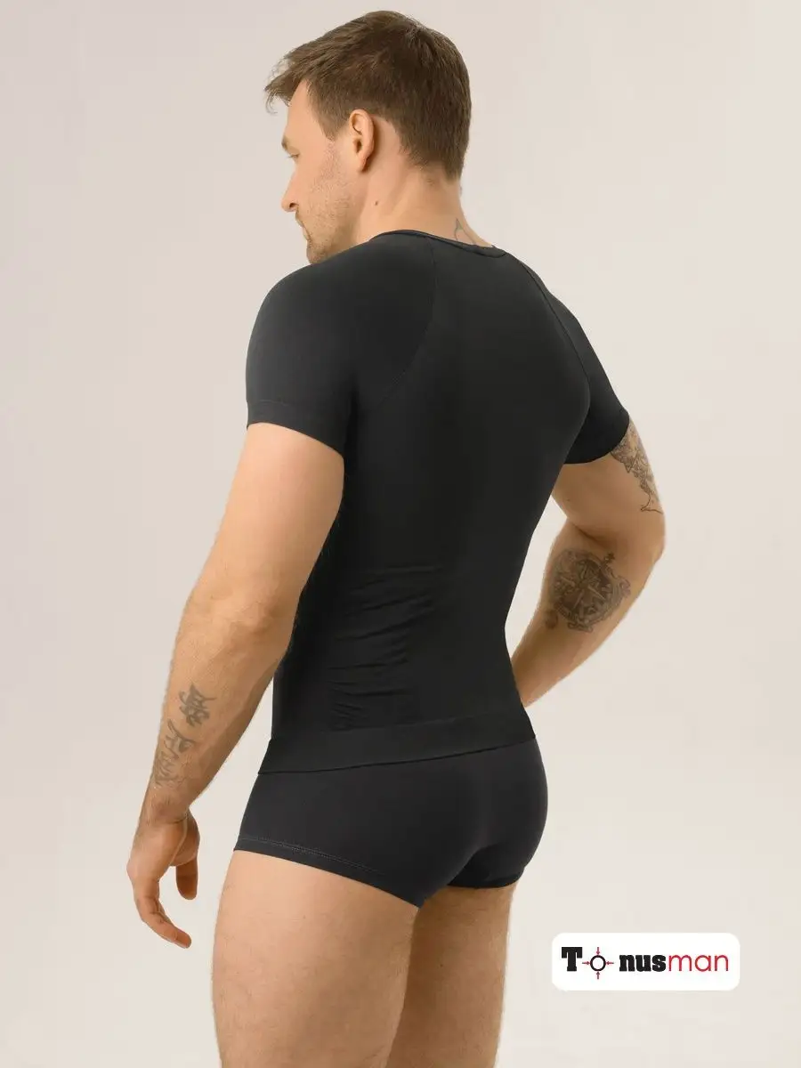 Футболка спортивная мужская однотонная компрессионная черный